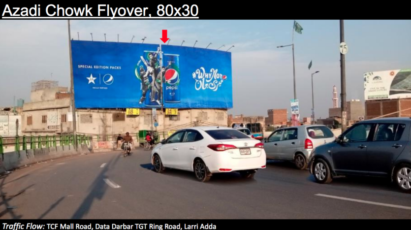 Larri Adda Azadi Chowk Flyover Billboard 80×30 – Core Zones